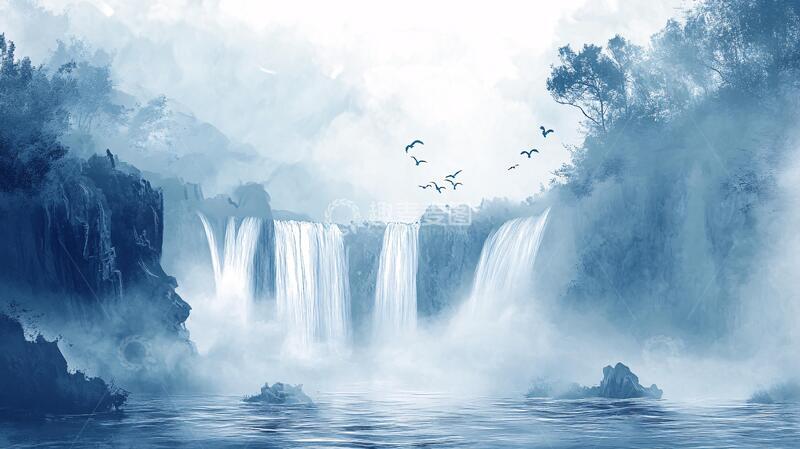 高清大图下载【趣麦麦图】蓝色梦幻山水风情13