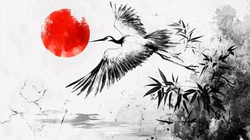 水墨仙鹤仙鹤水墨山水1