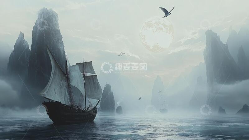 高清大图下载【趣麦麦图】一帆风顺背景5