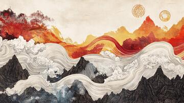 高端山水线包装插画6