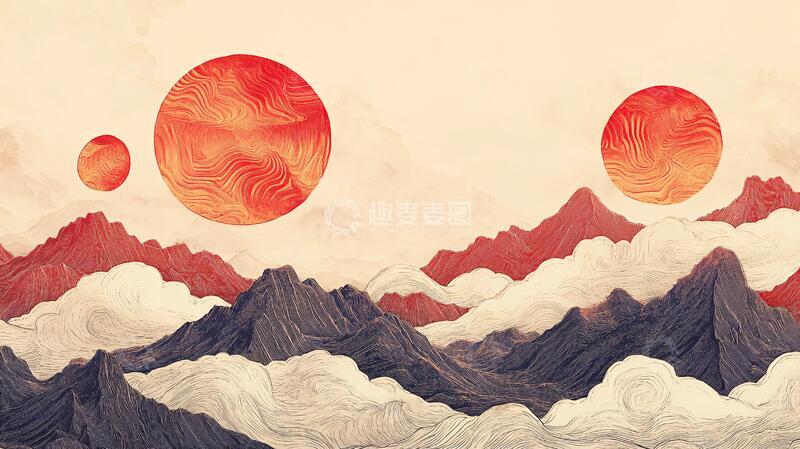 高清大图下载【趣麦麦图】旭日东升插画11