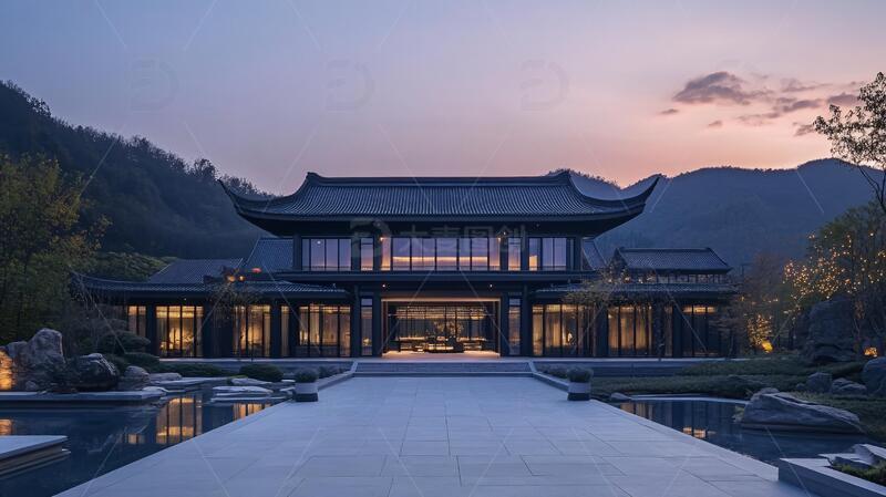 天下径山中式建筑山居