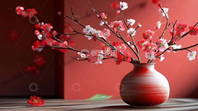 高清大图下载【趣麦麦图】红色新中式花艺10