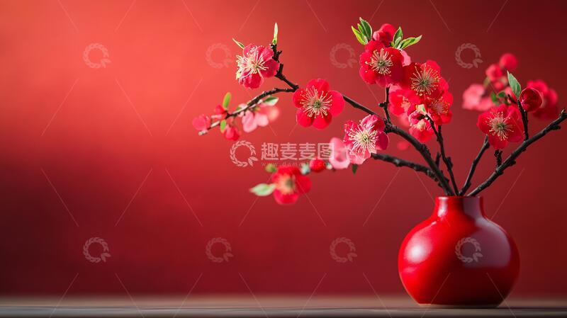 高清大图下载【趣麦麦图】红色中式花艺4