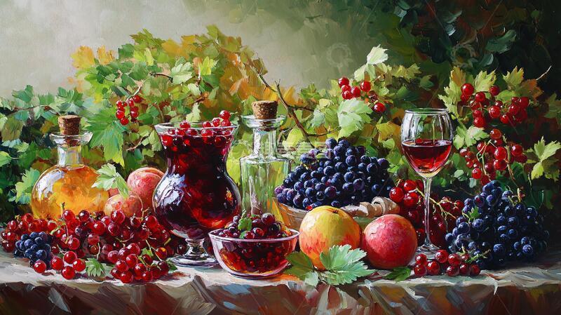 高清大图下载【趣麦麦图】静物写实画油画欧式水果