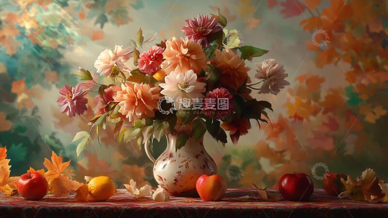 高清大图下载【趣麦麦图】秋天鲜花盛开布景软装7