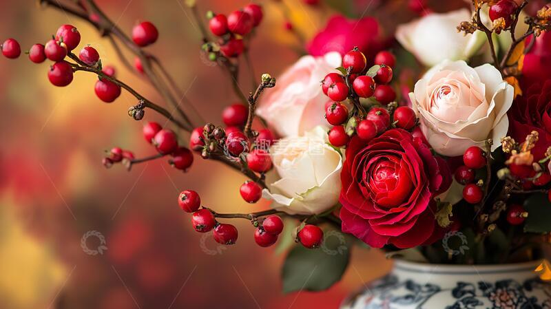 高清大图下载【趣麦麦图】红色花艺素材4