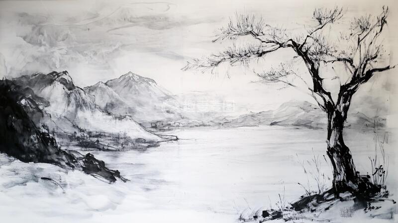 高清大图下载【趣麦麦图】巨幅水墨风景画