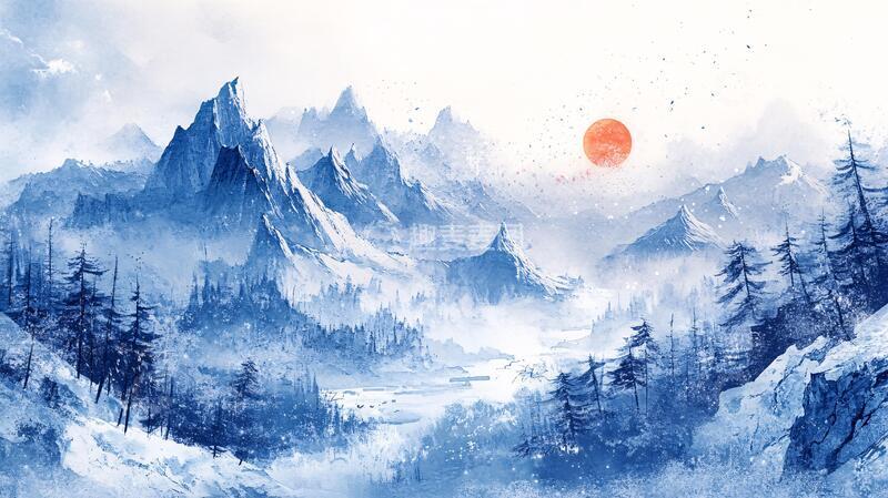 高清大图下载【趣麦麦图】雪山原画意境原画电脑