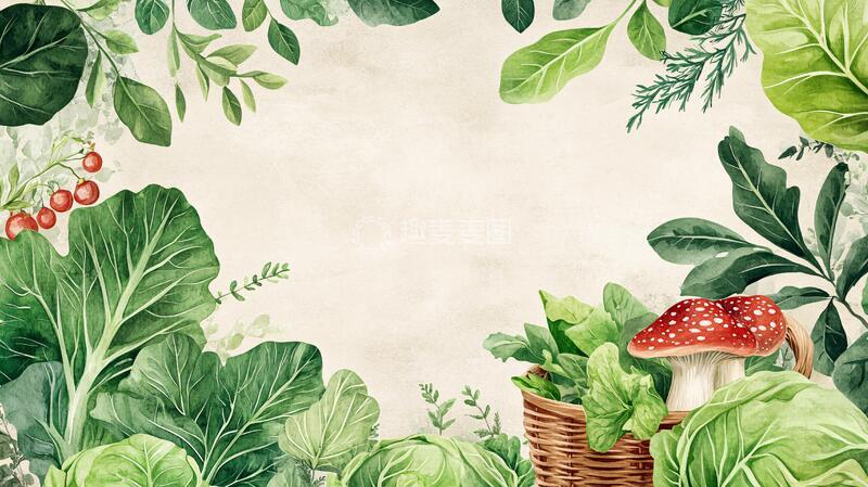 高清大图下载【趣麦麦图】植物背景插画