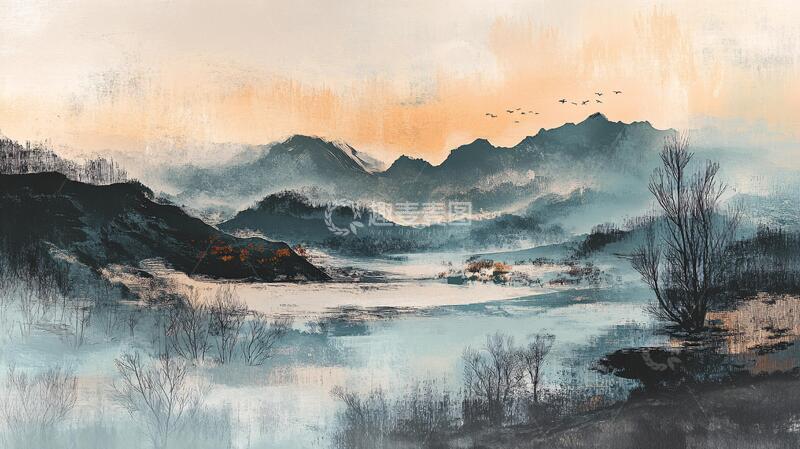 高清大图下载【趣麦麦图】唯美意境彩墨山水7