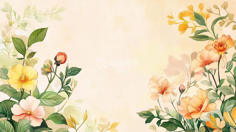 高清大图下载【趣麦麦图】手绘花草壁画2