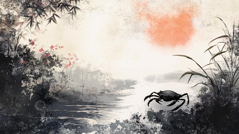 高清大图下载【趣麦麦图】二十四节气螃蟹图