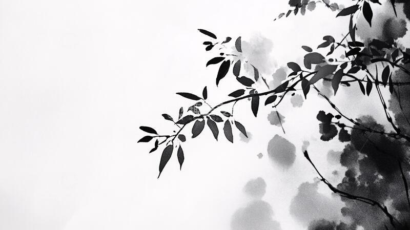 高清大图下载【趣麦麦图】水墨枝影水墨树枝枝叶