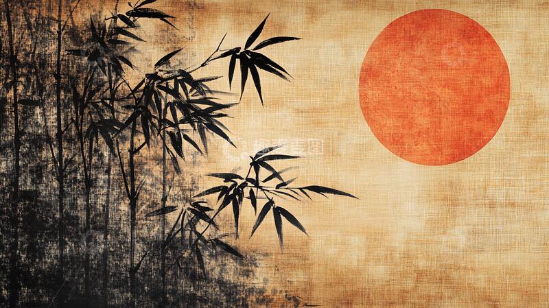 高清大图下载【趣麦麦图】墨竹背景背景艺术壁画