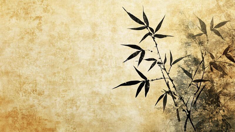 高清大图下载【趣麦麦图】墨竹壁画背景4