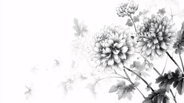 水墨风手绘菊花1