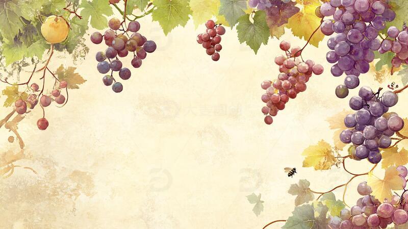 高清大图下载【趣麦麦图】葡萄暖色背景墙7