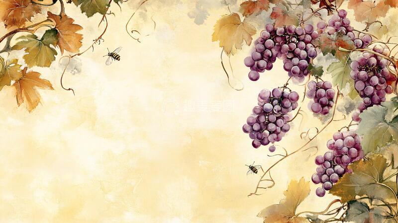 高清大图下载【趣麦麦图】葡萄暖色背景墙8