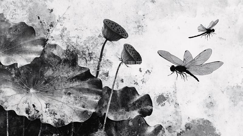 高清大图下载【趣麦麦图】意境水墨荷塘