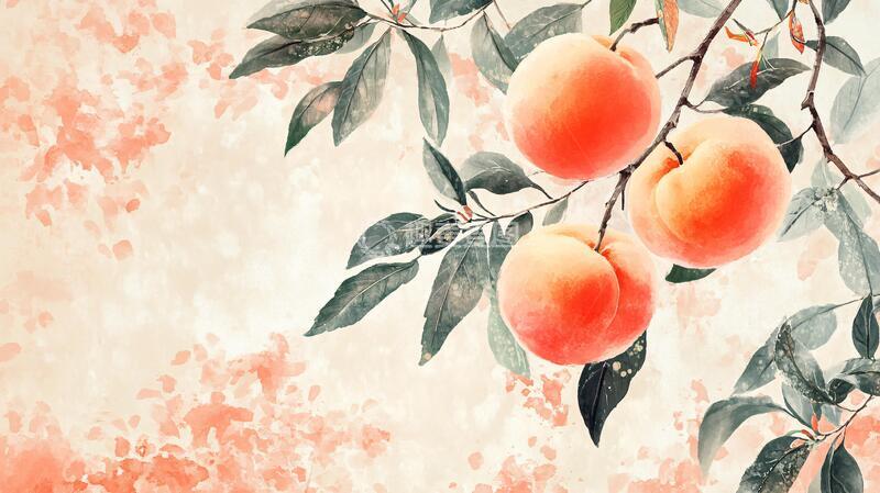 高清大图下载【趣麦麦图】手绘水蜜桃壁纸