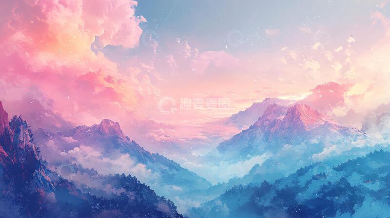 高清大图下载【趣麦麦图】唯美云山风景画5