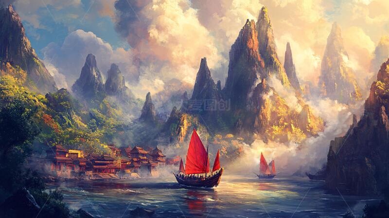 高清大图下载【趣麦麦图】古风山水场景19