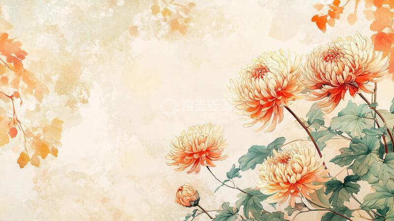 高清大图下载【趣麦麦图】秋菊美景背景2
