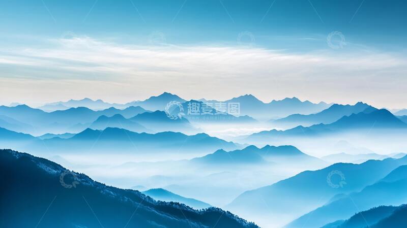 高清大图下载【趣麦麦图】蓝调远山背景17
