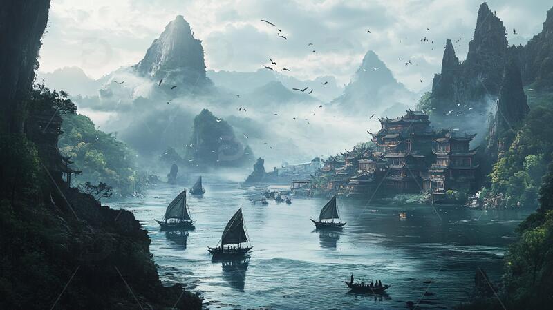 高清大图下载【趣麦麦图】古风场景概念图