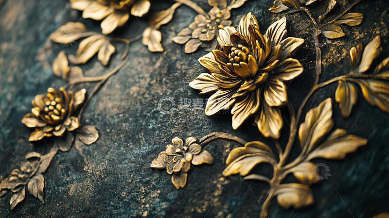 高清大图下载【趣麦麦图】金属质感花鸟背景