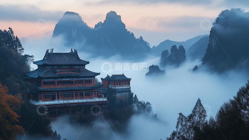 高清大图下载【趣麦麦图】仙境楼阁仙境楼阁云雾