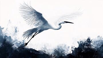 白鹭水鸟水墨装饰画