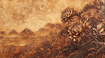 菊铜浮雕浮雕壁画金色