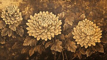 金菊壁画菊花壁画绘画