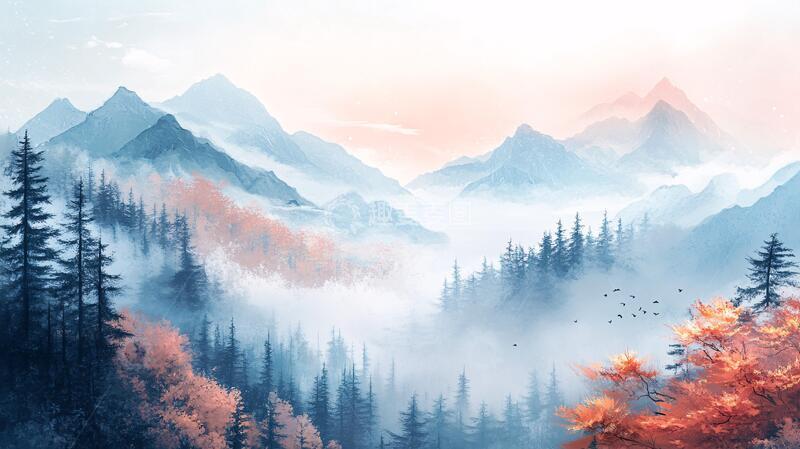 高清大图下载【趣麦麦图】意境长幅山景4