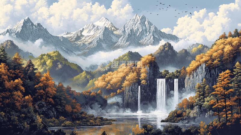 高清大图下载【趣麦麦图】唯美山水油画2