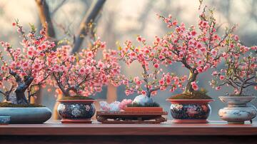 陶瓷梅花盆景盆栽陶瓷