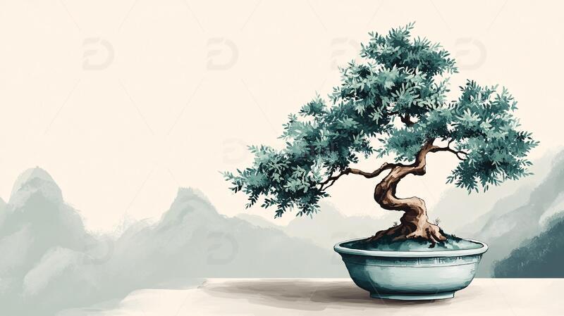 高清大图下载【趣麦麦图】古典古风复古迎客松1