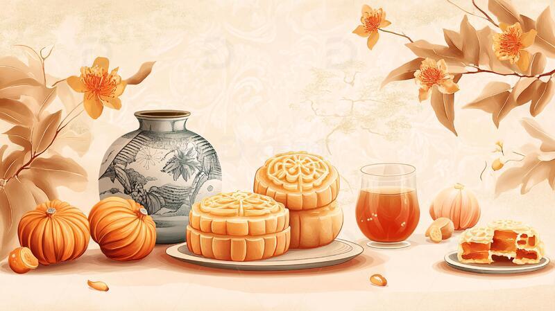 高清大图下载【趣麦麦图】月饼插画插画月饼包装