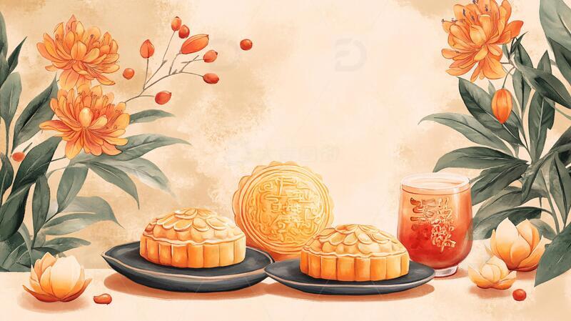 高清大图下载【趣麦麦图】月饼插画插画月饼手绘