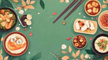 团圆饭扁平插画