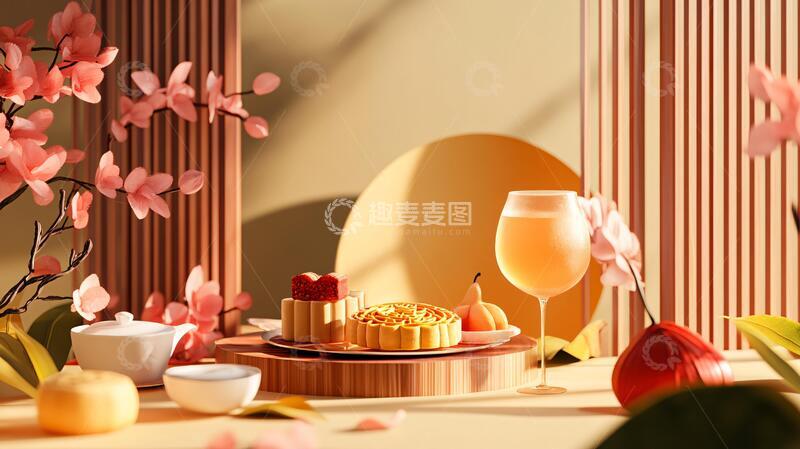 高清大图下载【趣麦麦图】中秋月饼场景图2