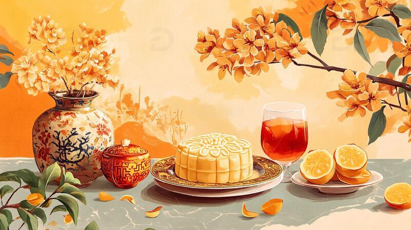 高清大图下载【趣麦麦图】月饼季插画插画月饼海报