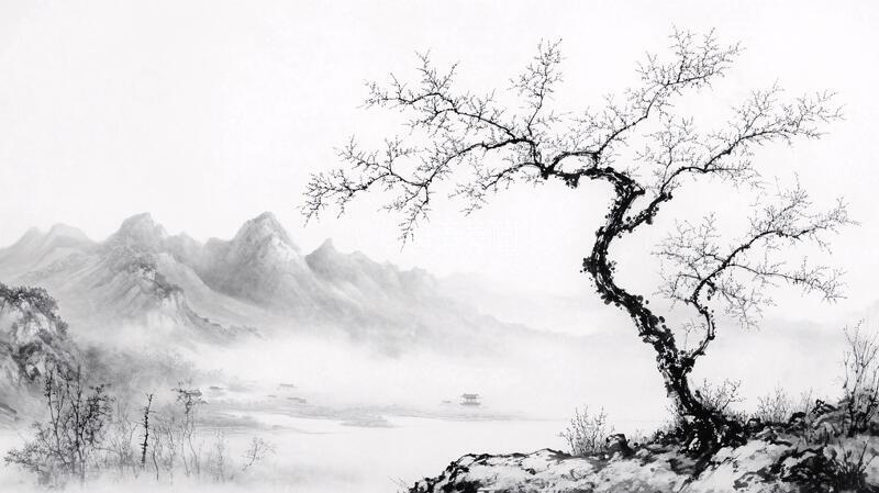 高清大图下载【趣麦麦图】水墨数字画山水画壁纸5