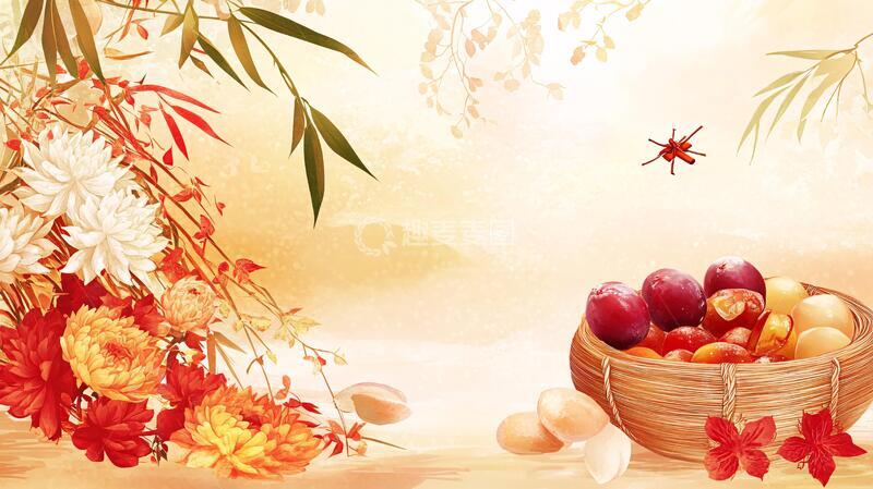 高清大图下载【趣麦麦图】春华秋实背景1