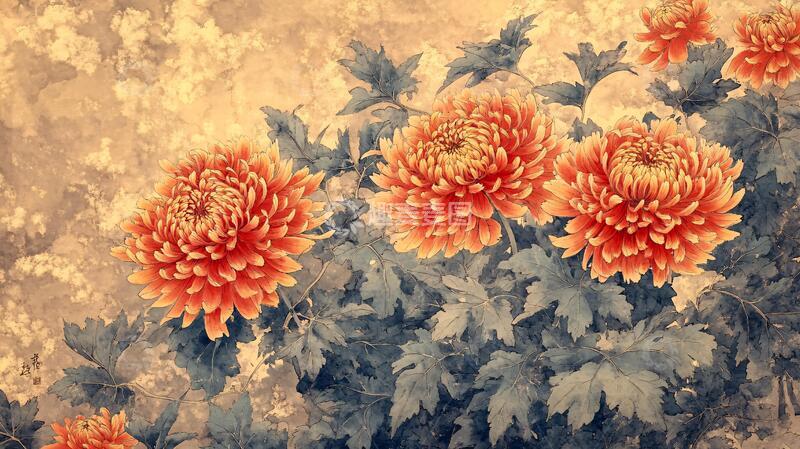 高清大图下载【趣麦麦图】牡丹背景画壁画壁纸油画