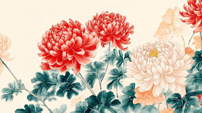 高清大图下载【趣麦麦图】手绘牡丹花工笔画