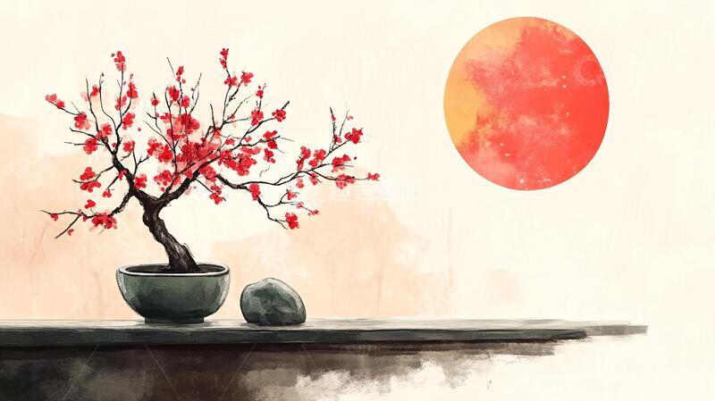 高清大图下载【趣麦麦图】板绘梅花插画3