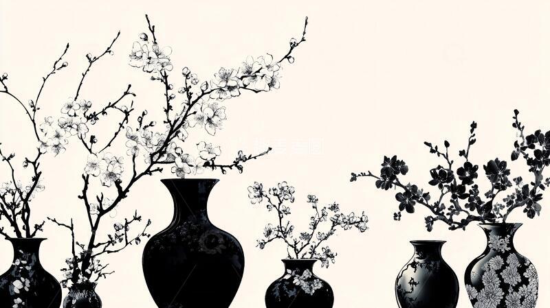 高清大图下载【趣麦麦图】青花瓷水墨画